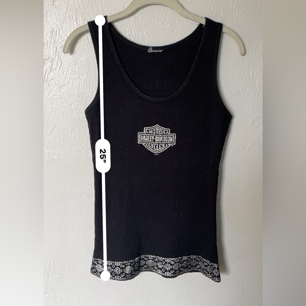 Vintage Harley-Davidson Women's Black‎ Lace Trim Tank Top - Picture 6 of 6